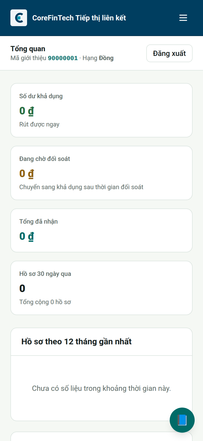 Bảng điều khiển cộng tác viên — điện thoại