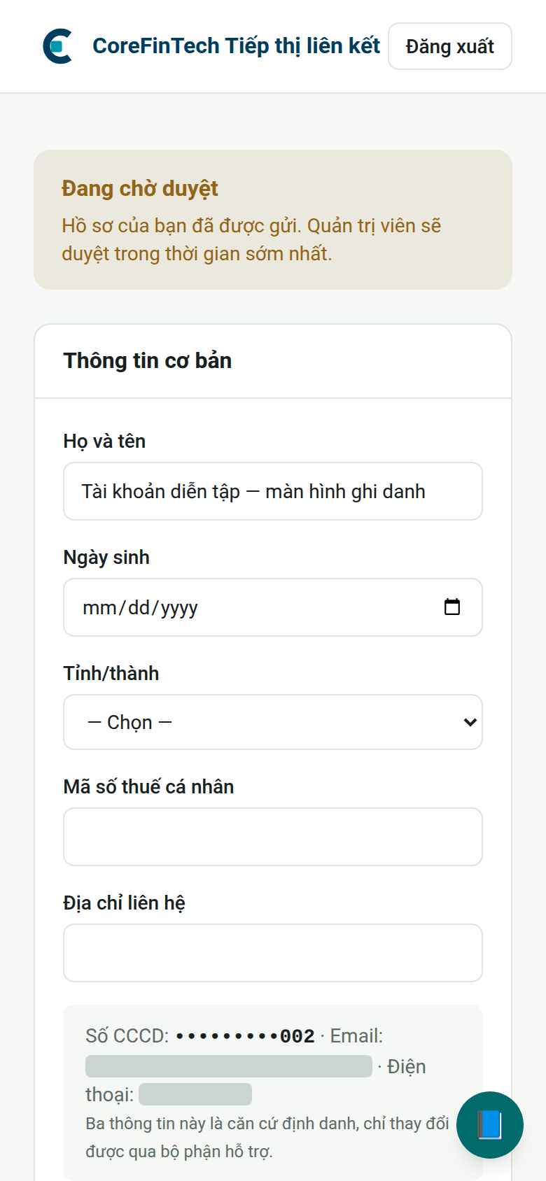Hồ sơ ghi danh và giấy tờ định danh — điện thoại